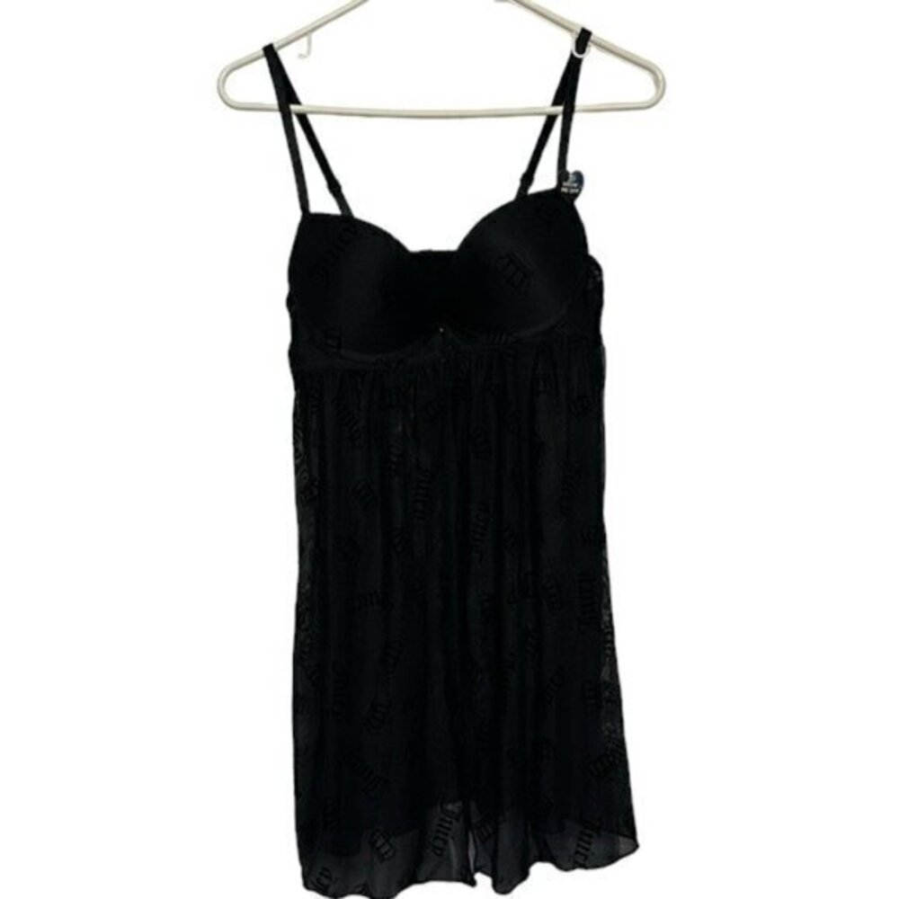 Juicy Couture Sheer Black Lingerie Teddy Babydoll Set Size Large NWT #7787